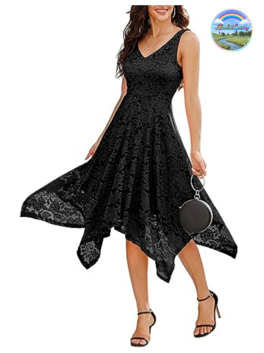 Women's Lace Cocktail Dress V-Neck Sleeveless High Waist Wedding Guest